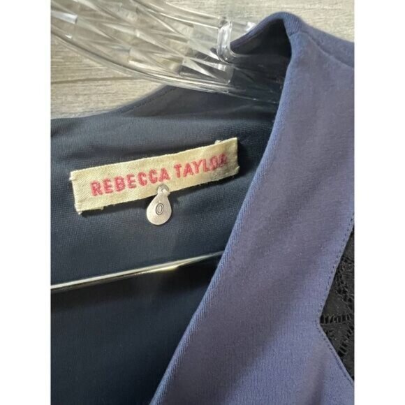 Rebecca Taylor Periwinkle Blue‎ & Black Lace Dress Size 0 - Picture 6 of 8